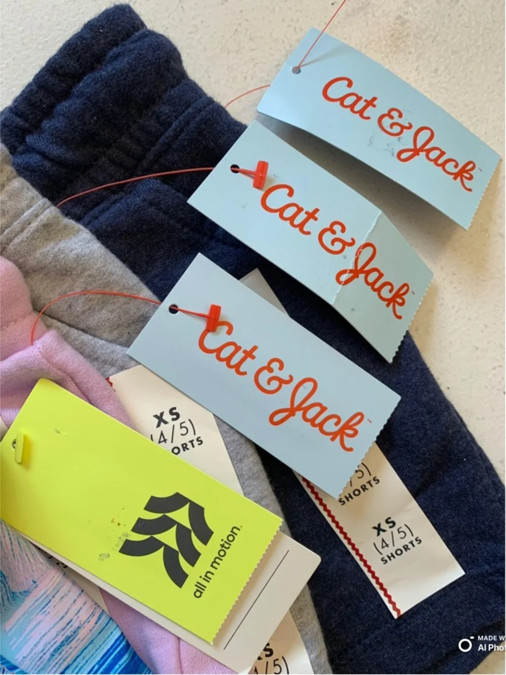 Lot of 4-Pairs of Shorts Girls Size XS (4/5) from Cat & Jack + All In Motion NWT